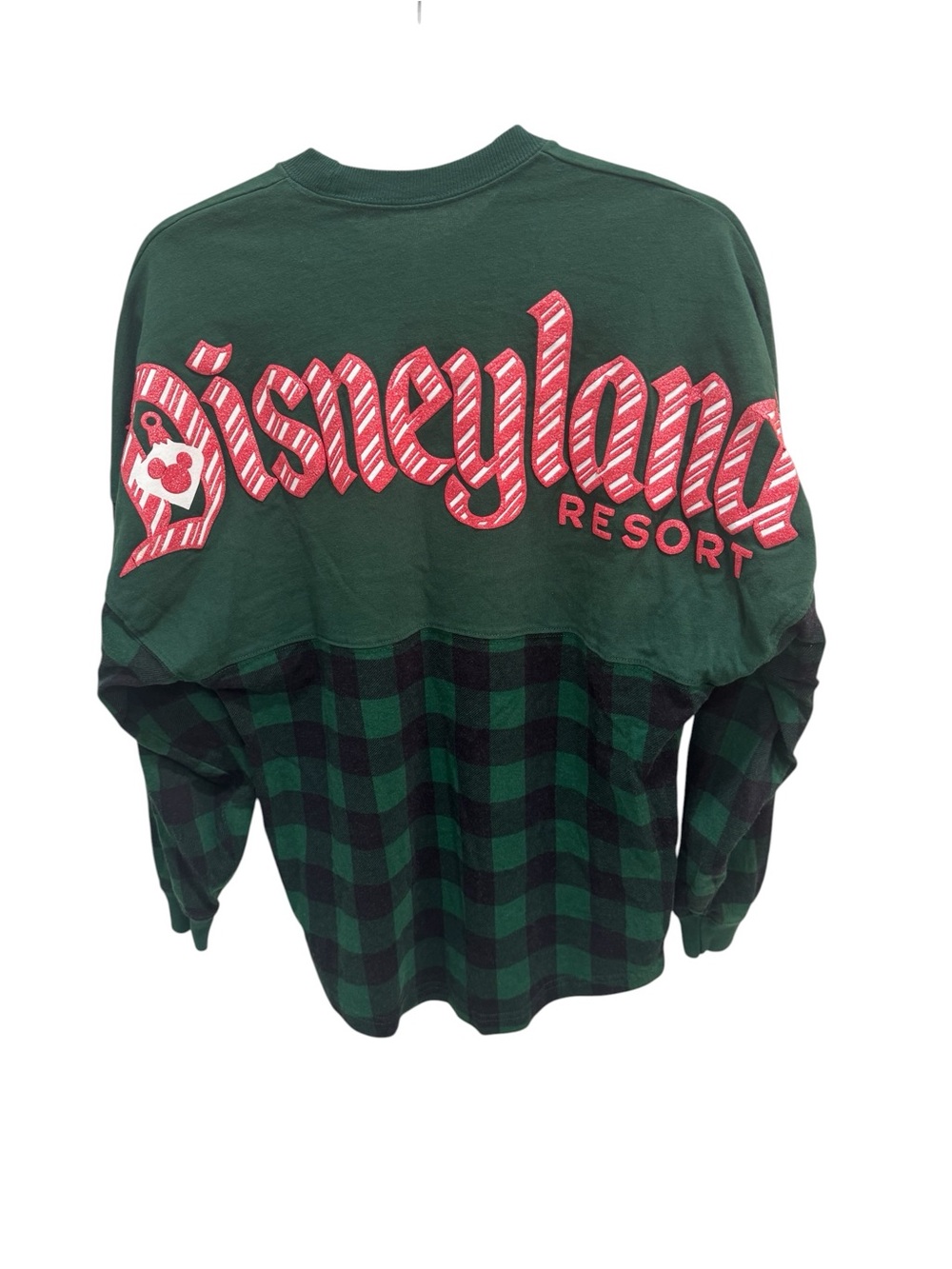 Disney Spirit Jersey Adult XS Green Plaid Candycane Mickey Mouse Disneyland